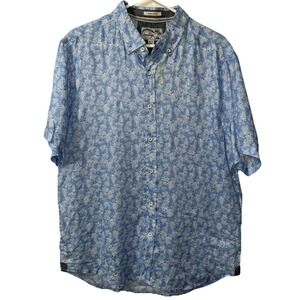 Heritage 1981 Mens Shirt XL 100% Linen Blue White Beach Nautical Yacht Resort